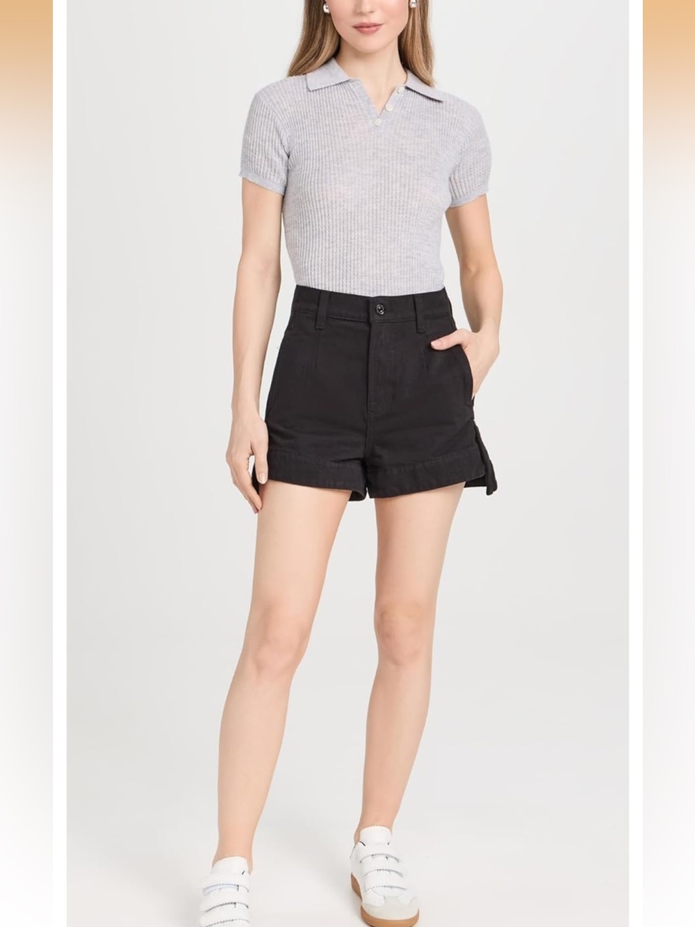 Seven for all Mankind Tailored Slouch Shorts - black denim - size 28